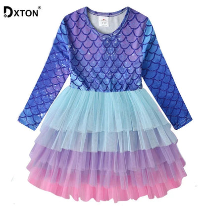 DXTON Kids Girls Dress Winter Princess Girls Party Dress Long Sleeve Baby Children's Clothing Birthday Gown Vestidos Robe Fille