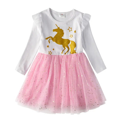 DXTON Kids Girls Dress Winter Princess Girls Party Dress Long Sleeve Baby Children's Clothing Birthday Gown Vestidos Robe Fille