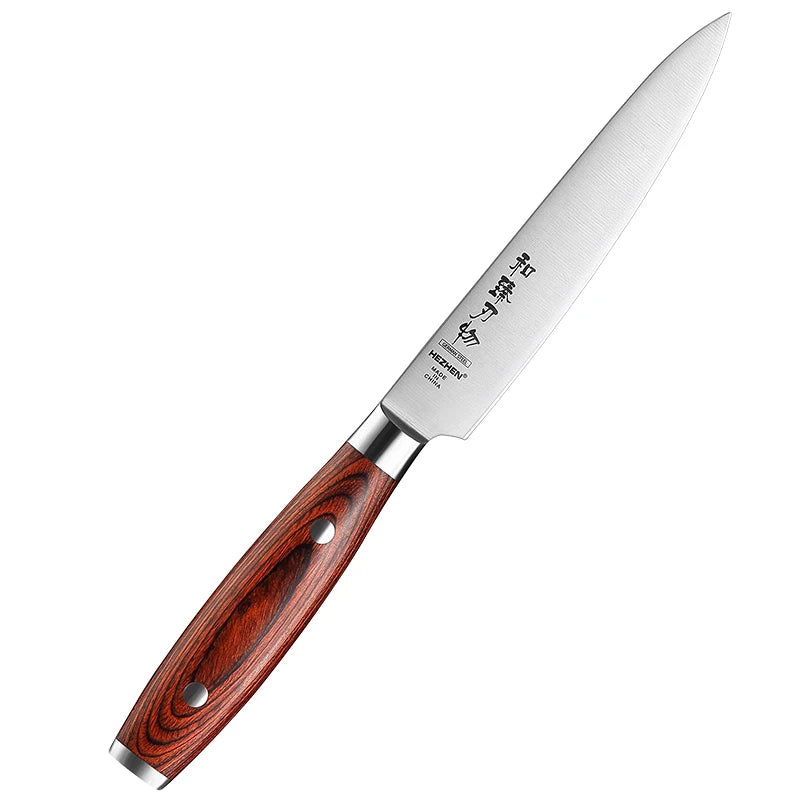 HEZHEN 1-6PC Knife Sets Carving Chef Bread Santoku Utility Paring Pakka Wood Handle  & Stainless Steel Rivet Kitchen Tool