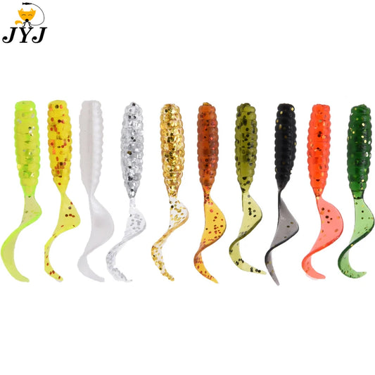 50pcs 4/5/6/8/9cm Soft Artificial Fishing Lures Swimbait Tail Grub Lures Worm Grub Lures Baits Silicone Lures Fishing Tackle