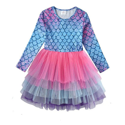 DXTON Kids Girls Dress Winter Princess Girls Party Dress Long Sleeve Baby Children's Clothing Birthday Gown Vestidos Robe Fille