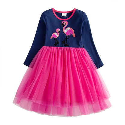 DXTON Kids Girls Dress Winter Princess Girls Party Dress Long Sleeve Baby Children's Clothing Birthday Gown Vestidos Robe Fille