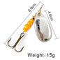 FISH KING Spinner Bait 3.9g 4.6g 7.4g 10.8g 15g Rotating Spinners Spoon Lures pike Metal With Treble Hooks Fishing Lure