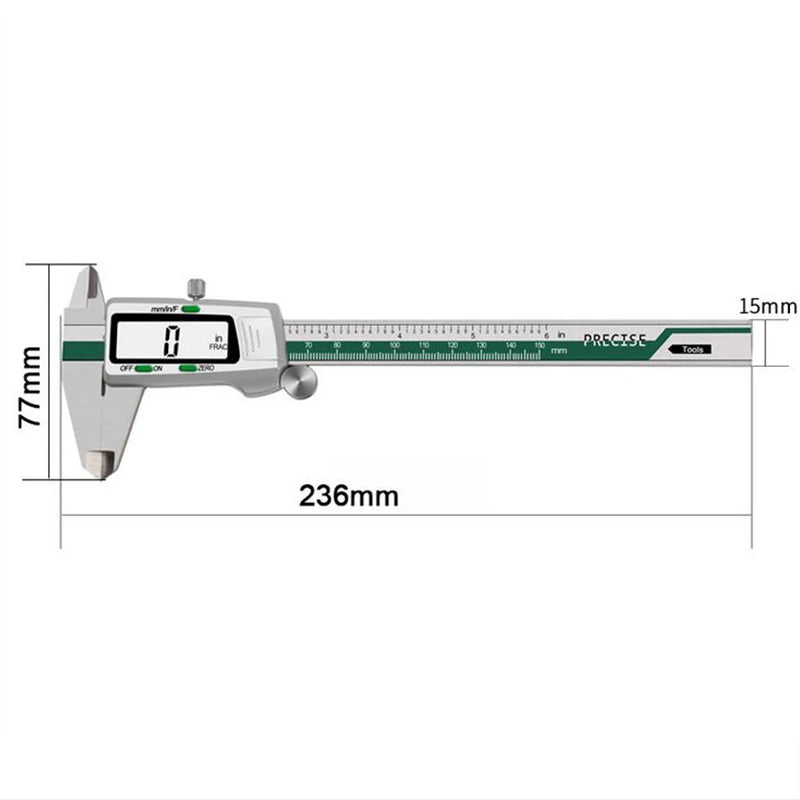 Stainless Steel Digital Display Caliper 150mm Fraction/MM/Inch High Precision Stainless Steel LCD Vernier Caliper Measuring Tool