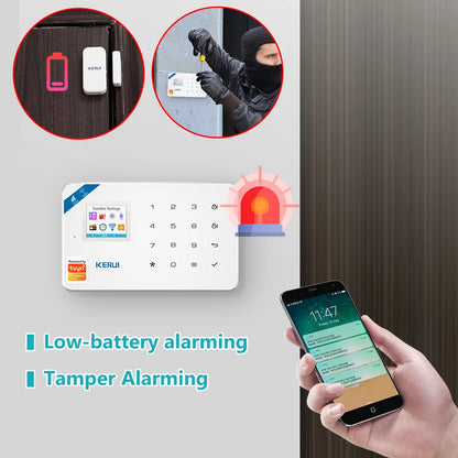 KERUI W184 Home Smart Security Alarm System WiFi 4G GSM Wireless Tuya Control App 1.7 Inch Color Screen Voice Prompt Host