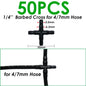 SPRYCLE 20-100PCS 1/4 Inch Connector Joint Tee Drip Irrigation Dripper Watering Garden Tools for 4mm/7mm Pipe Hose Greenhouse
