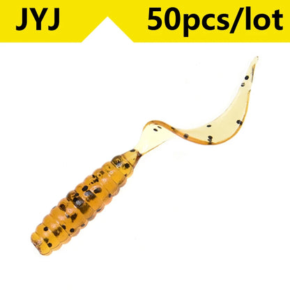 50pcs 4/5/6/8/9cm Soft Artificial Fishing Lures Swimbait Tail Grub Lures Worm Grub Lures Baits Silicone Lures Fishing Tackle