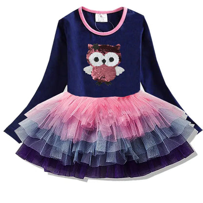 DXTON Kids Girls Dress Winter Princess Girls Party Dress Long Sleeve Baby Children's Clothing Birthday Gown Vestidos Robe Fille
