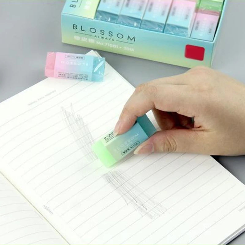 P82F Soft Durable Flexible Cube Cute Colored Pencil Rubber Erasers For School Kids