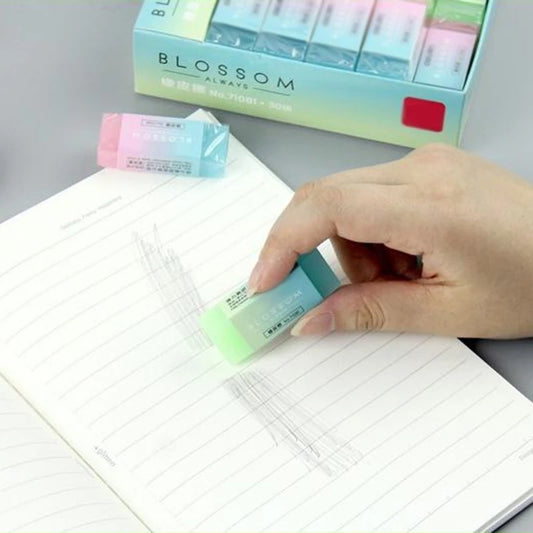 P82F Soft Durable Flexible Cube Cute Colored Pencil Rubber Erasers For School Kids