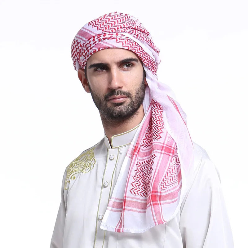 Islamic Clothing Man Saudi Arabic Dubai Traditional Costumes Muslim Accessories Turban Praying Hat Plaid Head Scarf 140*140cm