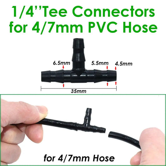 SPRYCLE 20-100PCS 1/4 Inch Connector Joint Tee Drip Irrigation Dripper Watering Garden Tools for 4mm/7mm Pipe Hose Greenhouse