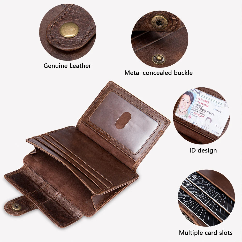 WESTAL Men's Purse Leather for Coin Wallets Vintage Credit Card Holders Hasp Business Cards for Men Photo Wallets Coin Purses