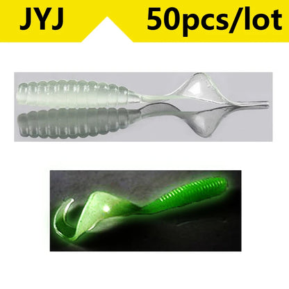 50pcs 4/5/6/8/9cm Soft Artificial Fishing Lures Swimbait Tail Grub Lures Worm Grub Lures Baits Silicone Lures Fishing Tackle
