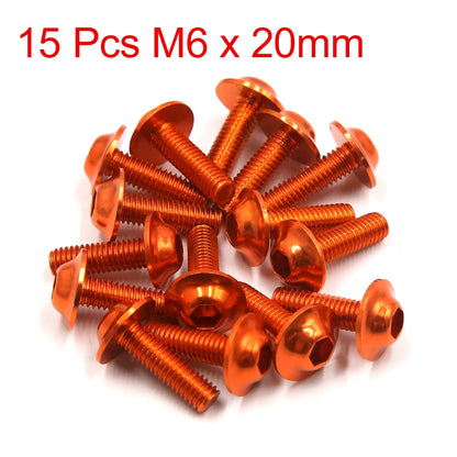 X Autohaux M6x20mm Orange Hexagon License Plates Fairing Bolts Screw Nut 6/8/15/20pcs Universal For Motorcycle Scooters