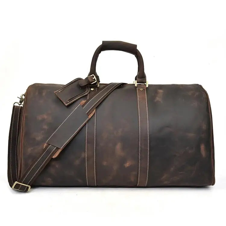 Vintage Men Genuine Leather Travel Bag Travel Tote Big Weekend Bag Man Cowskin Duffle Bag Hand Luggage Male Handbags Large 60cm