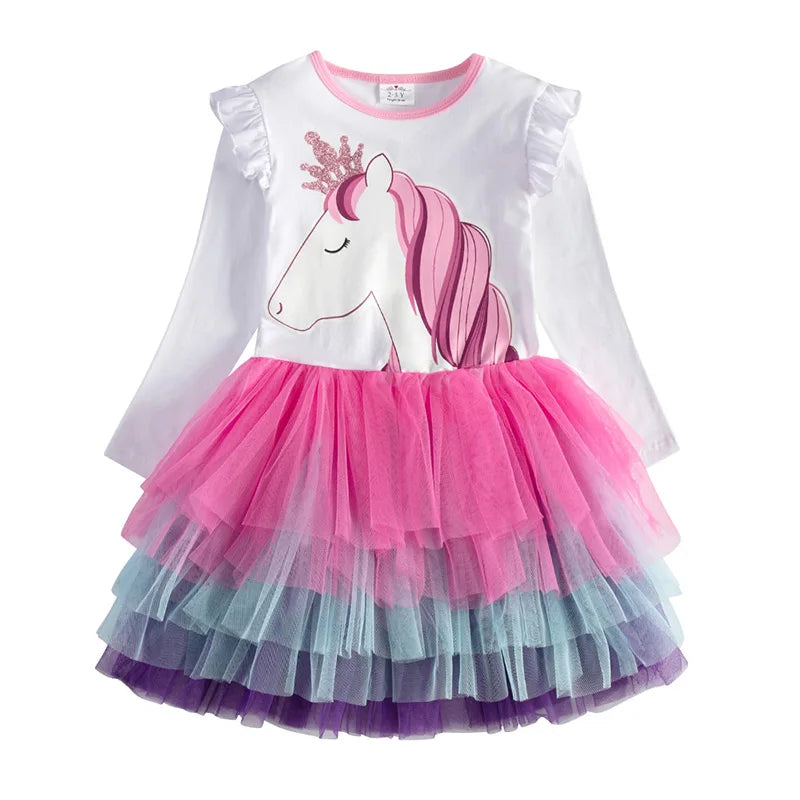 DXTON Kids Girls Dress Winter Princess Girls Party Dress Long Sleeve Baby Children's Clothing Birthday Gown Vestidos Robe Fille