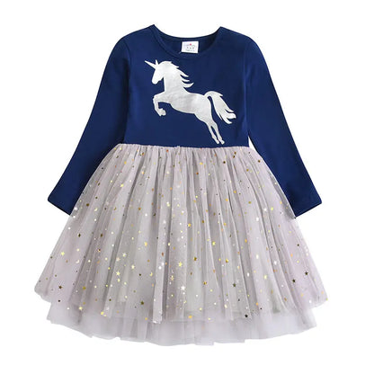 DXTON Kids Girls Dress Winter Princess Girls Party Dress Long Sleeve Baby Children's Clothing Birthday Gown Vestidos Robe Fille