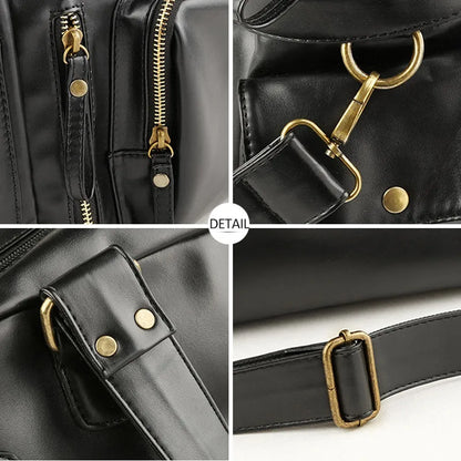 Male Travel Bag Retro Duffle Handbag Shoulder Bag PU Leather Big Messenger Bags High Quality Men's Luggage Storage Crossbody Bag