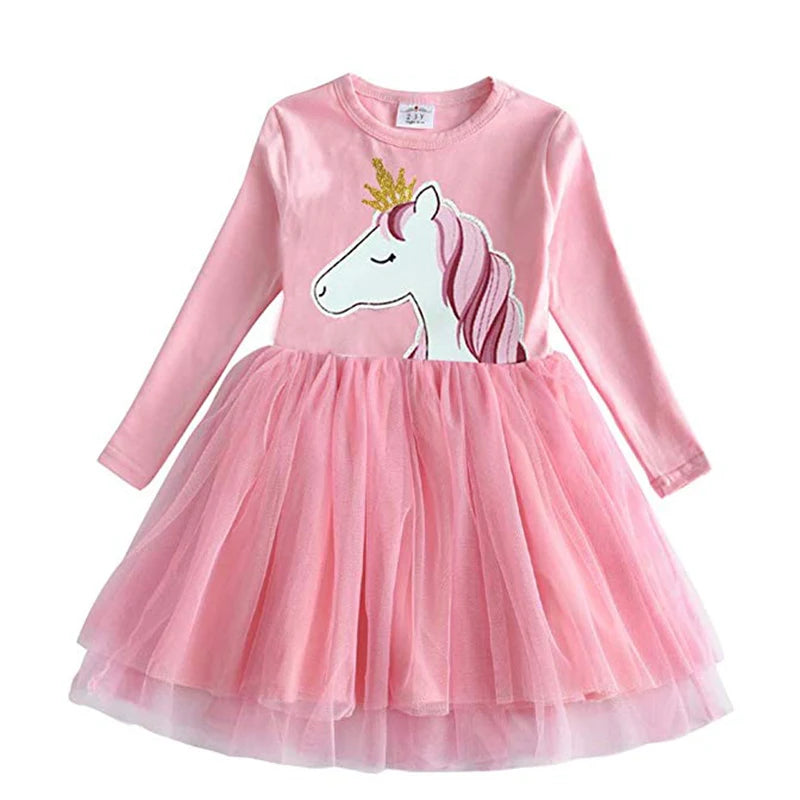 DXTON Kids Girls Dress Winter Princess Girls Party Dress Long Sleeve Baby Children's Clothing Birthday Gown Vestidos Robe Fille