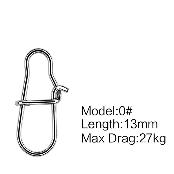 SeaKnight 50PC Stainless Steel Fishing Connector 0# 1# 2# Fishing Accessory Strong Drag 27 38 45KG 13 15 17mm Fishing Tool Snap