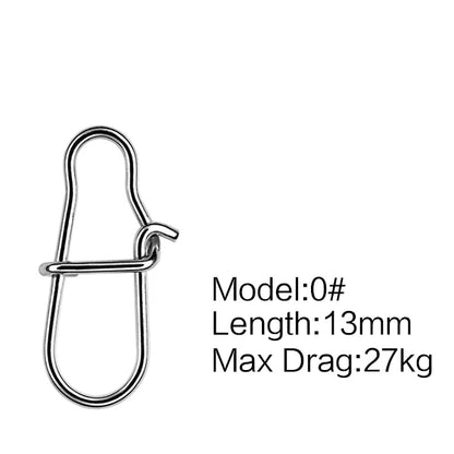 SeaKnight 50PC Stainless Steel Fishing Connector 0# 1# 2# Fishing Accessory Strong Drag 27 38 45KG 13 15 17mm Fishing Tool Snap