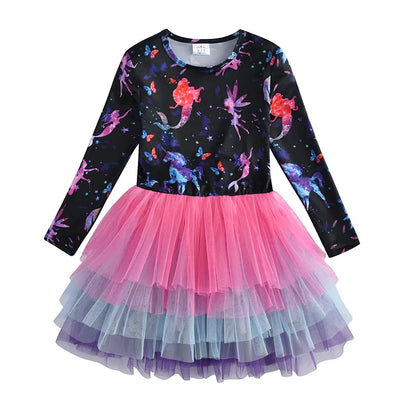 DXTON Kids Girls Dress Winter Princess Girls Party Dress Long Sleeve Baby Children's Clothing Birthday Gown Vestidos Robe Fille
