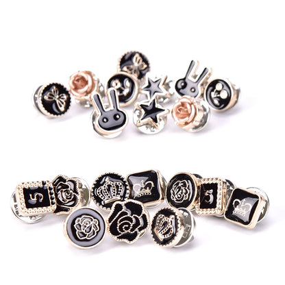 10Pcs Mini Cute Pins Button Flower Pearl Rhinestones Brooch Set Women Suit Sweater Lapel Pin Brooches Collar Badge Jewelry