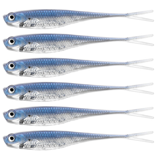 5pcs/6pcs Fishing Soft Bait 75mm100mm Shad Silicone Fishing Soft Lures Artificial Baits Swimbaits Bass Fishing Accessories