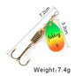 FISH KING Spinner Bait 3.9g 4.6g 7.4g 10.8g 15g Rotating Spinners Spoon Lures pike Metal With Treble Hooks Fishing Lure