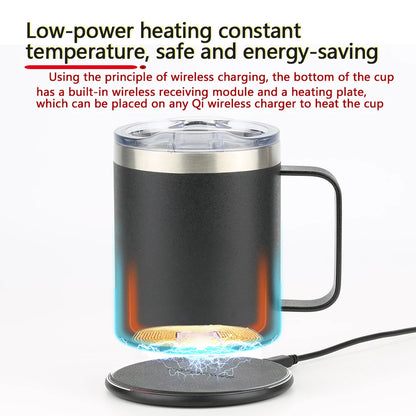 Smart thermostat mobile phone wireless charging heating coaster coffee cup 55° household heater milk tea leakproof thermos