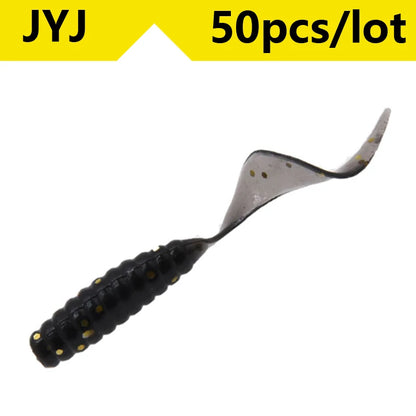 50pcs 4/5/6/8/9cm Soft Artificial Fishing Lures Swimbait Tail Grub Lures Worm Grub Lures Baits Silicone Lures Fishing Tackle