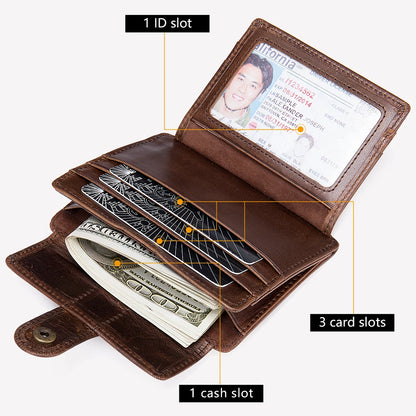 WESTAL Men's Purse Leather for Coin Wallets Vintage Credit Card Holders Hasp Business Cards for Men Photo Wallets Coin Purses