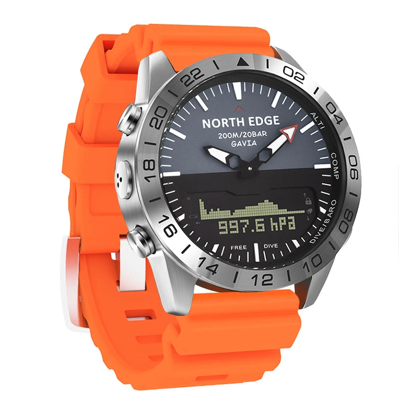 Stainless steel Quartz Watch Dive Military Sport Watches Mens Diving Analog Digital Watch Male Army Altimeter Compass NORTH EDGE