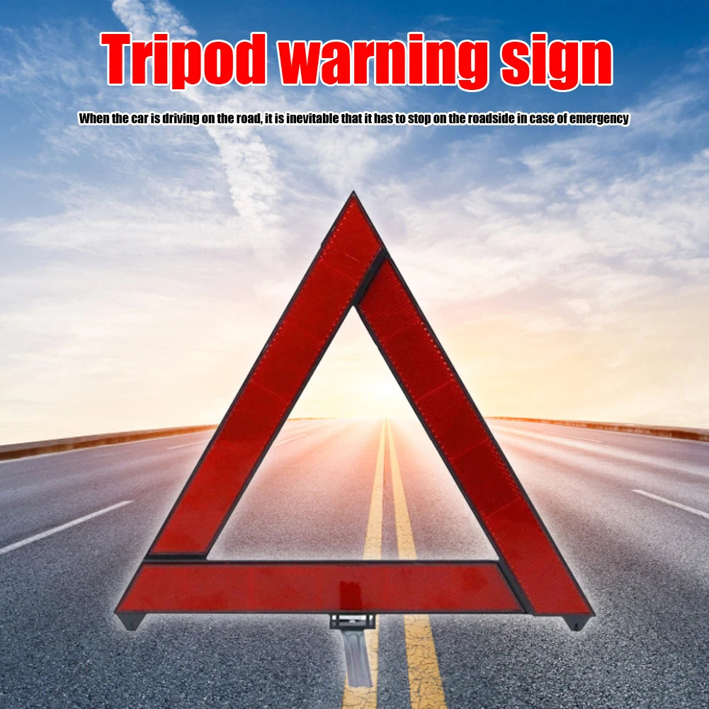 Car Foldable Reflective Tripod Emergency Breakdown Warning Triangle Night Road Safety Warning Tripod Reflective Accessories