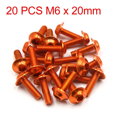 X Autohaux M6x20mm Orange Hexagon License Plates Fairing Bolts Screw Nut 6/8/15/20pcs Universal For Motorcycle Scooters
