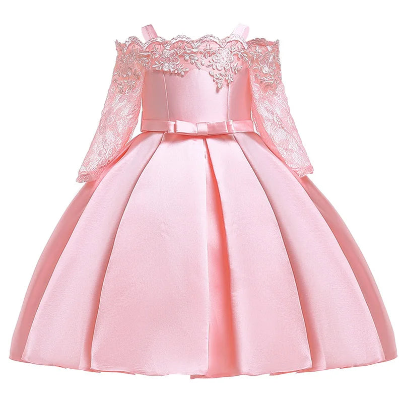 2024 One Shoulder Princess Dress Kids Clothes For Girl Evening Wedding Party Gown Costume Children Clothing 3-10 Years Vestido