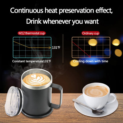 Smart thermostat mobile phone wireless charging heating coaster coffee cup 55° household heater milk tea leakproof thermos
