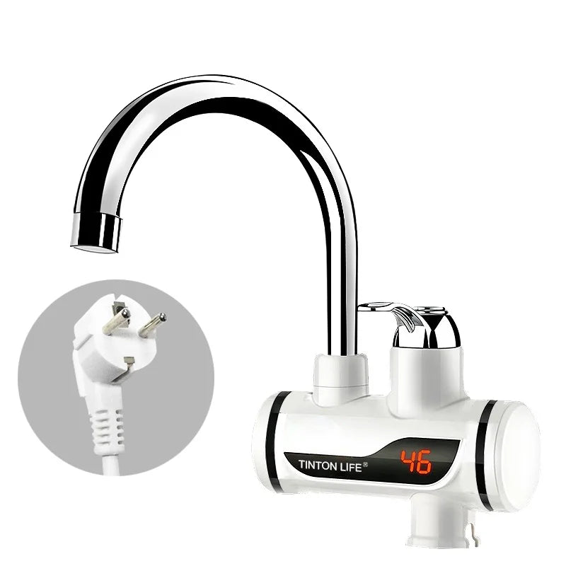 Tankless Instant Electric Water Heater Temperature Display Water Heating Kitchen Hot 3000W Water Heater with LED EU Plug