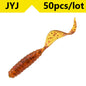 50pcs 4/5/6/8/9cm Soft Artificial Fishing Lures Swimbait Tail Grub Lures Worm Grub Lures Baits Silicone Lures Fishing Tackle
