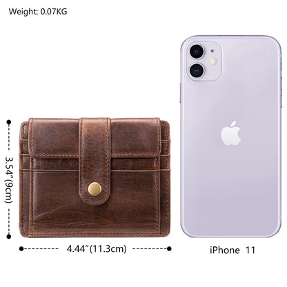 WESTAL Men's Purse Leather for Coin Wallets Vintage Credit Card Holders Hasp Business Cards for Men Photo Wallets Coin Purses