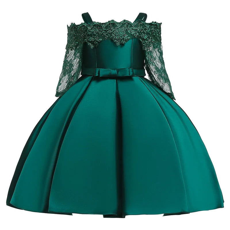 2024 One Shoulder Princess Dress Kids Clothes For Girl Evening Wedding Party Gown Costume Children Clothing 3-10 Years Vestido