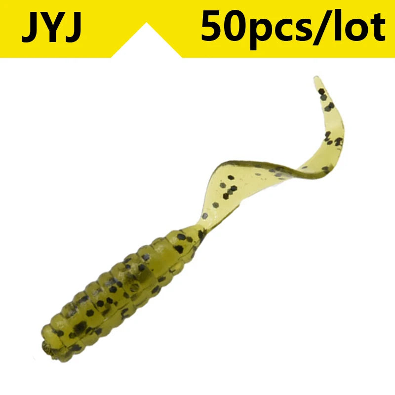 50pcs 4/5/6/8/9cm Soft Artificial Fishing Lures Swimbait Tail Grub Lures Worm Grub Lures Baits Silicone Lures Fishing Tackle