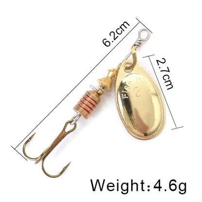 FISH KING Spinner Bait 3.9g 4.6g 7.4g 10.8g 15g Rotating Spinners Spoon Lures pike Metal With Treble Hooks Fishing Lure