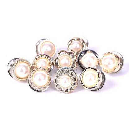 10Pcs Mini Cute Pins Button Flower Pearl Rhinestones Brooch Set Women Suit Sweater Lapel Pin Brooches Collar Badge Jewelry