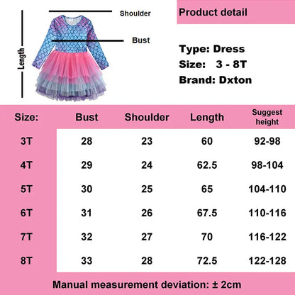 DXTON Kids Girls Dress Winter Princess Girls Party Dress Long Sleeve Baby Children's Clothing Birthday Gown Vestidos Robe Fille