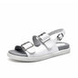 BeauToday Casual Sandals Women Genuine Leather Metal Ankle Buckle Strap Summer Beach Ladies Low Heel Sport Shoes Handmade 38128