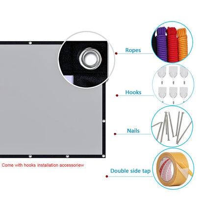 LEJIADA Projector Screen 60-133 Inch Metal Grey Anti-Light 16:9 Portable Black Border With Holes Home Outdoor Projection Screen