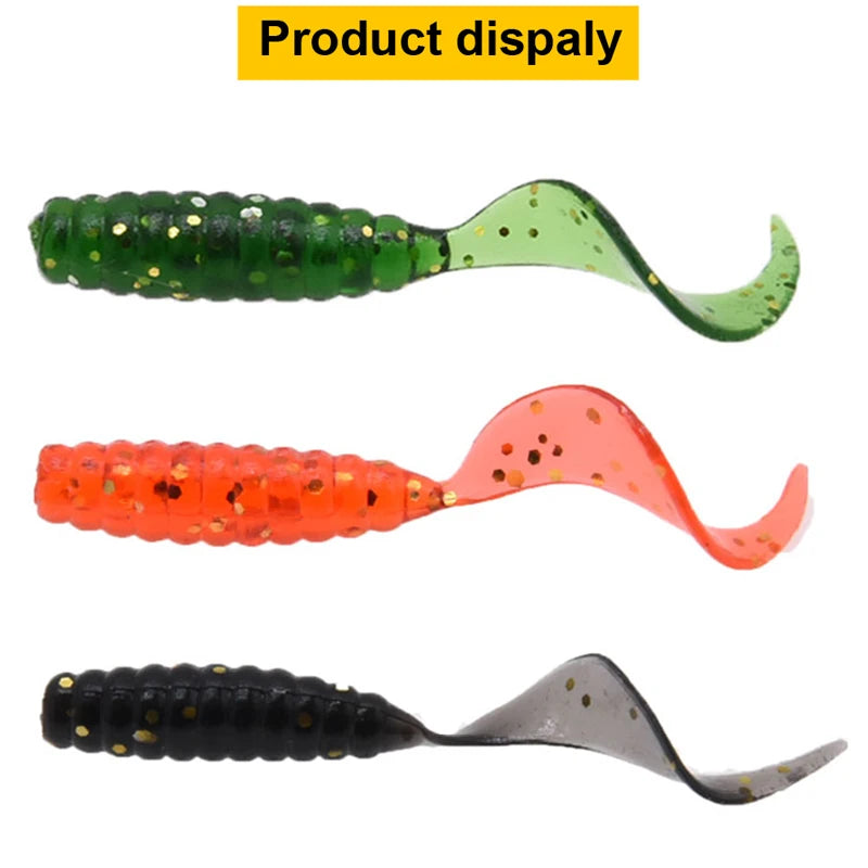 50pcs 4/5/6/8/9cm Soft Artificial Fishing Lures Swimbait Tail Grub Lures Worm Grub Lures Baits Silicone Lures Fishing Tackle