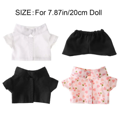 1PC Doll Shirt Pants For 20 cm Doll Clothes Black White Cute Mini Doll Clothes Dress Up Game Toys Doll Accessories Kids Gift
